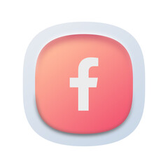 Obraz premium Facebook Icon with Shadow – Realistic Button Style 
