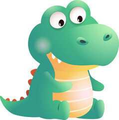 Cute Baby Crocodile Character Illustration