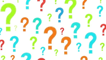 Fotobehang Pop Art Bright colorful question mark pattern background symbolizing curiosity, confusion, thinking, problem solving and creative abstract concept design  © Hussnain