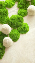 Delicate Moss Patch on Ivory Backdrop Perfect for Minimalist Decor