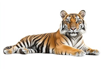 Obraz premium Wild Tiger on White Background with Copy Space