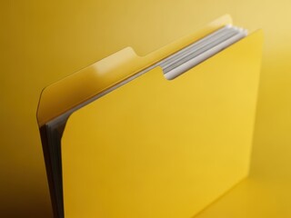 Yellow folder with a single tab and a white label on a yellow background