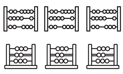Obraz premium Set of six minimalist abacus line icons for calculation and education purposes
