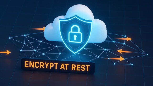 Cloud security data protection encryption digital lock network cybersecurity technology shield data safety information security cloud computing internet security data privacy secure connection