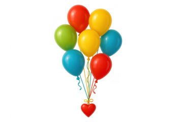 Colorful balloons bundle with heart shape floating