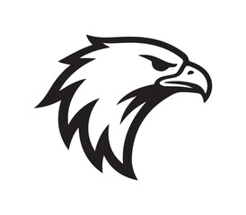 Obraz premium graphic stylized eagle head profile view monochrome black and white vector logo design symbol illustration eagle, hawk, falcon, bird, predator, head, profile, vector, logo, icon, symbol, graphic, desi