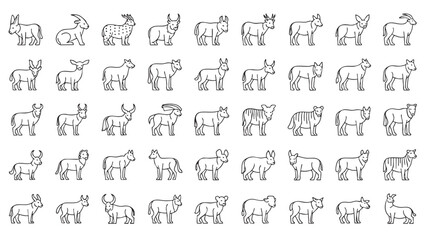 Obraz premium Collection of Minimal Artistic Animal Line Drawings for Creative Use