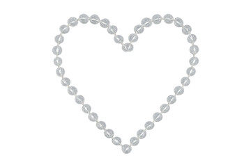 Heart shape of clear faceted beads on transparent background