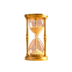 Vintage wooden sandglass instrument isolated on a white background representing a retro antique timer for measurement of passing time and deadline countdown