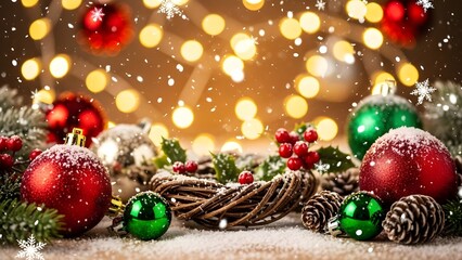 Simple Golden Abstract Background with Blurred Bokeh Lights and Copy Space