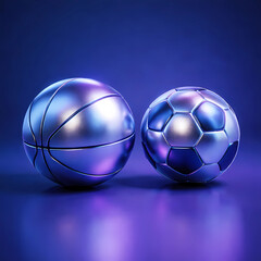 Sleek Chrome Sports Basketball and Soccer Ball Duo