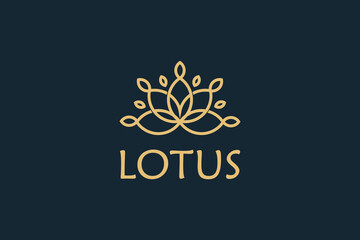 Monoline Golden Lotus Flower Symbol for Yoga, Wellness, and Luxury Brands