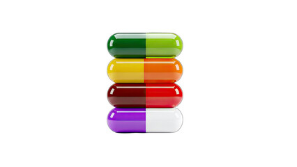 Colorful Pills Stacked on White Background