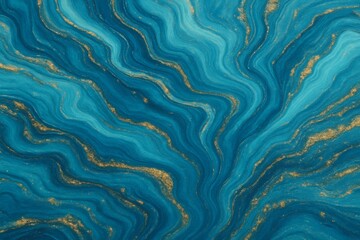Fototapeta premium Abstract blue and gold swirling marble texture with fluid patterns and waves flowing organically across the entire surface, artistic background concept design. Ai generative