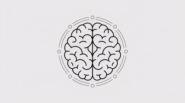 Stunning brain illustration with modern circular design elements
