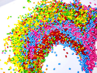 Colorful polymer plastic masterbatch pellets arranged by shade, showcasing high-quality additives used to enhance color, stability, and performance in plastic manufacturing processes efficiently.	
Sub