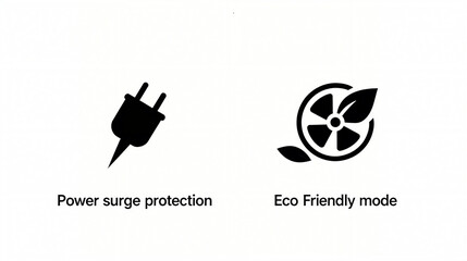 Elements such as surge protection and environmental protection mode represent the characteristics of energy-saving items and are suitable for electrical promotional materials.
