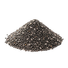 Chia seeds piled on white background for healthy lifestyle and nutrition  