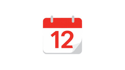 Close-up of a calendar showing the number 12, focusing on the date with a clean design.