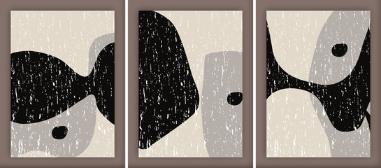 Three set of  geometric shape design Art