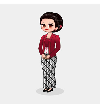 Indonesian women wearing traditional attire javanese cloth