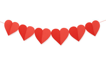 Red paper heart garland decorating valentine's day