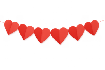 Red paper heart garland decorating valentine's day