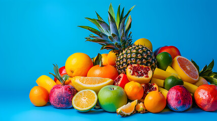 fresh fruits on a white background