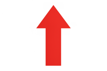 Red upward arrow graphic indicating growth, success, and navigation, providing clear direction for business and financial concepts