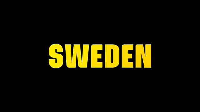 A 360-degree rotating animation of the word Sweden and the colors of the Sweden  national flag. This dynamic animation is perfect for video content. Alpha Channel with 4K.