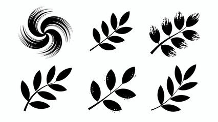 Fototapeta premium Black and White Leaf Silhouettes Collection for Design
