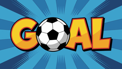 Celebratory Soccer Goal Graphic with Vibrant Design Elements