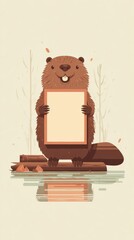 A cartoon bear holding a blank piece of paper