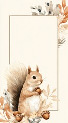 A squirrel is holding an acorn in its mouth