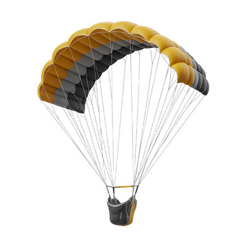Vector illustration of a paraglider with a parachute flying in the sky as a 3D business delivery concept symbol representing extreme sport skydiving and air transportation