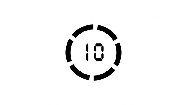  15 seconds countdown icon animation video, countdown with circular line bar animation then rotating, 15 to 0 seconds countdown