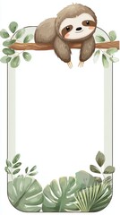 A cute sloth is hanging from a tree branch