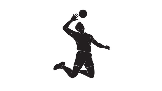 Dynamic volleyball player jumping and hitting the ball in the air