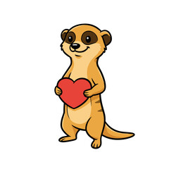 Fototapeta premium Cute meerkat holding a red heart