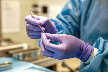 Medical Professional Holding Sterile Swab for Laboratory Testing and Clinical Diagnostic Procedure