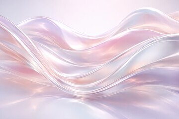 Abstract 3D Liquid Waves with Pastel Colors, Flowing Silk Texture and Smoked Glass Reflections, Elegant Minimal Modern Background