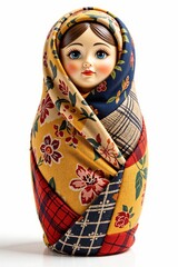 Russian matryoshka doll in patchwork style