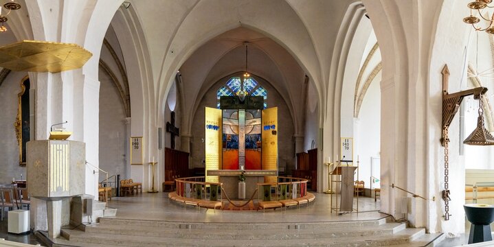 panorama interior view of the Vaxjo Cathedral