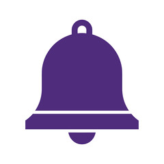 Purple bell icon on white background
