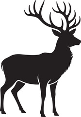 Fototapeta premium Deer silhouette icon with antlers isolated vector