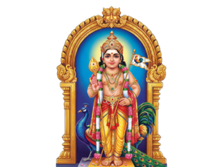 devotional depiction of lord kartikeya murugan shown as a youthful divine warrior