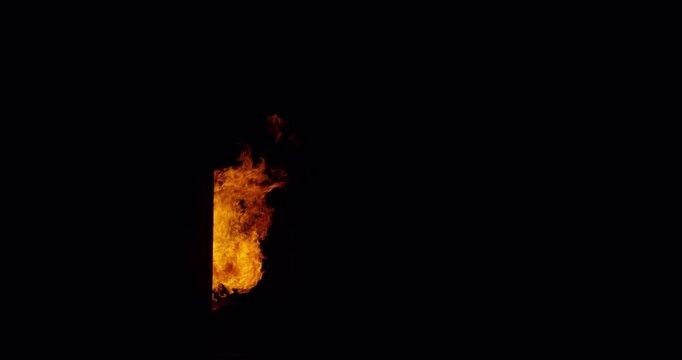 Dynamic Fire Flames Igniting and Burning Brightly on a Pure Black Background, Creating a Striking Visual Effect.