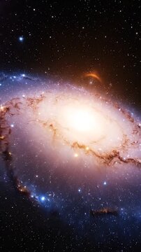 A swirling galaxy with vibrant purple nebula and a field of stars