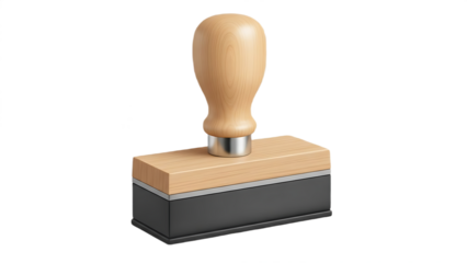 Wooden handled rubber stamp on transparent background