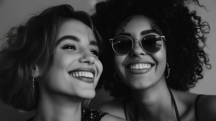 Two young women sharing laughter and friendship.